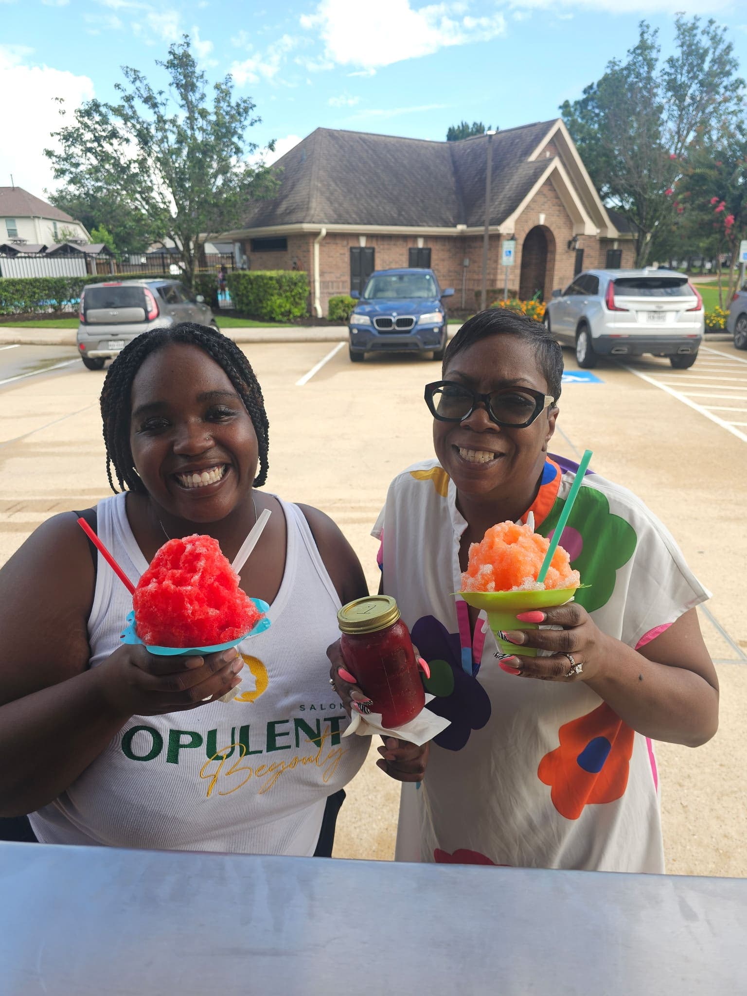Friends red orange shaved ice — Frostbite Shaved Ice N'More