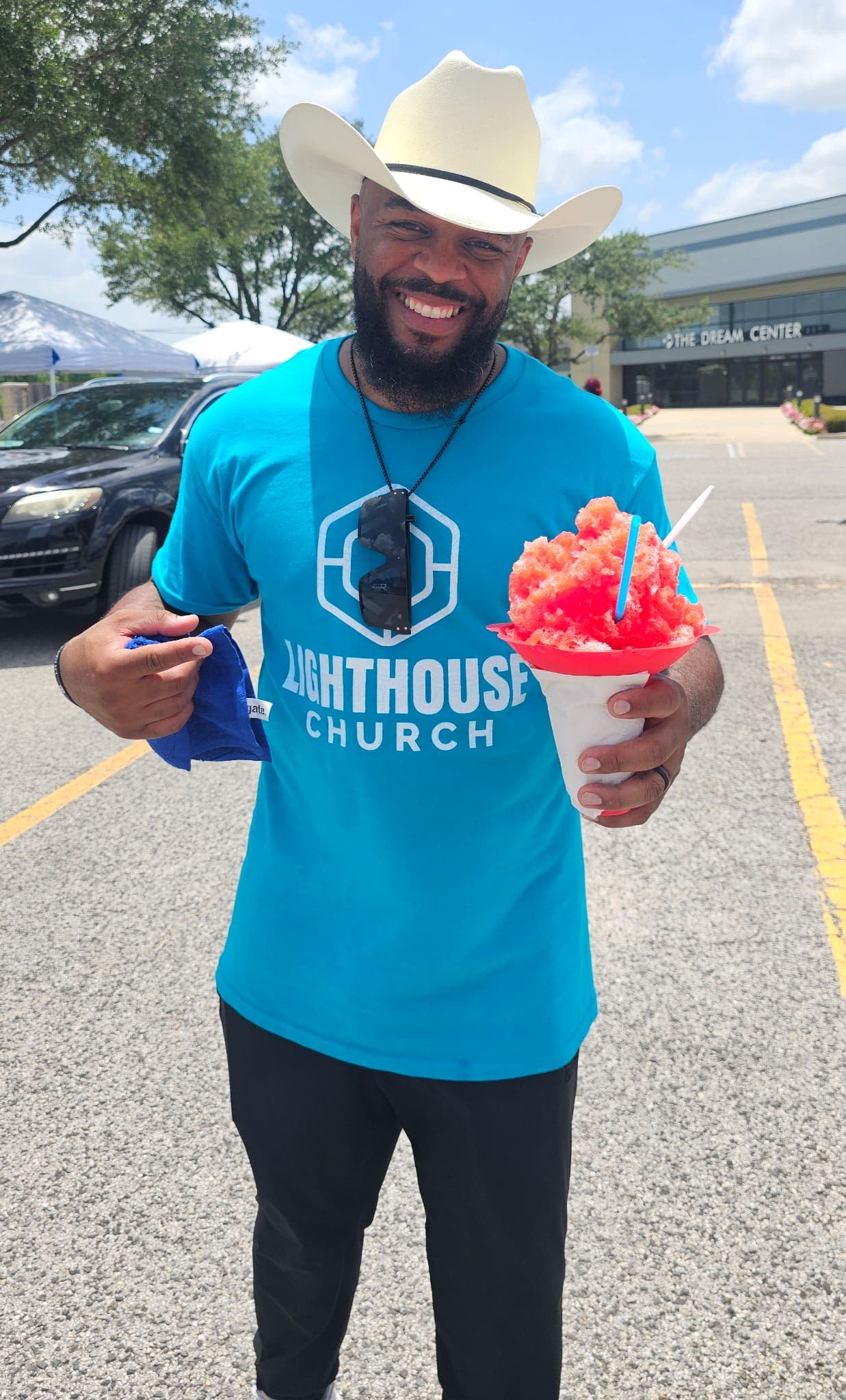 Cowboy hat red shaved ice church event — Frostbite Shaved Ice N'More