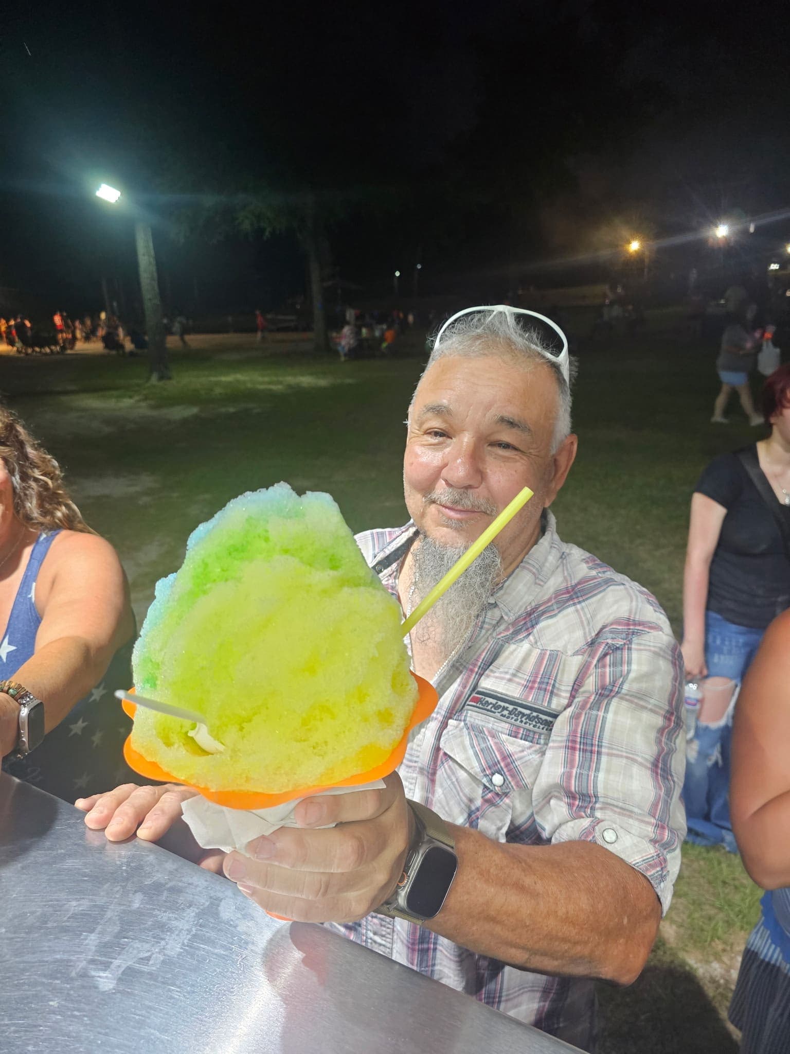 Green shaved ice night event — Frostbite Shaved Ice N'More