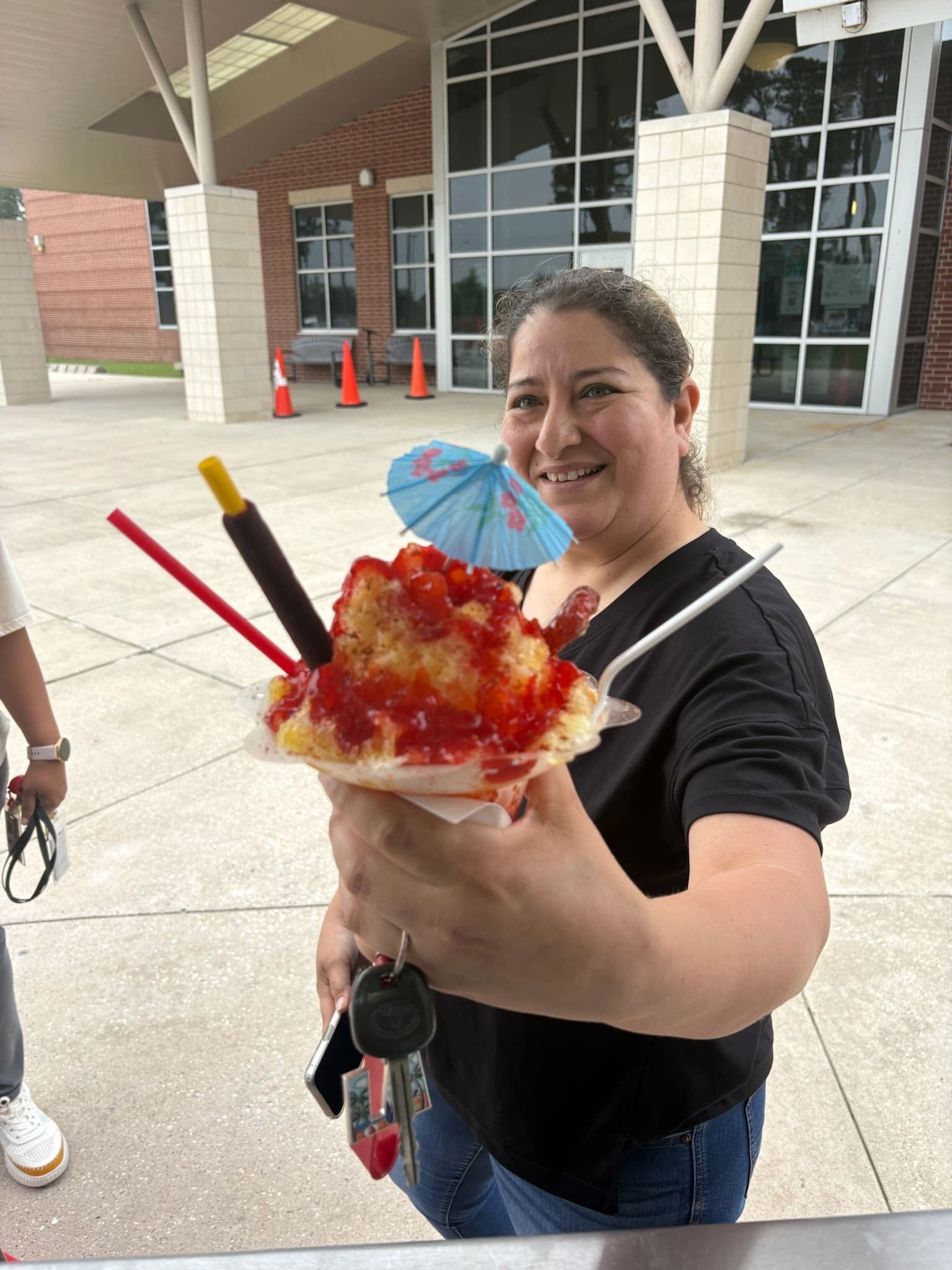 Rainbow shaved ice umbrella straws — Frostbite Shaved Ice N'More